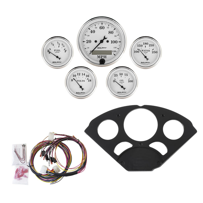 5 GAUGE DIRECT-FIT DASH KIT CHEVY 55-56 OLD TYME WHITE