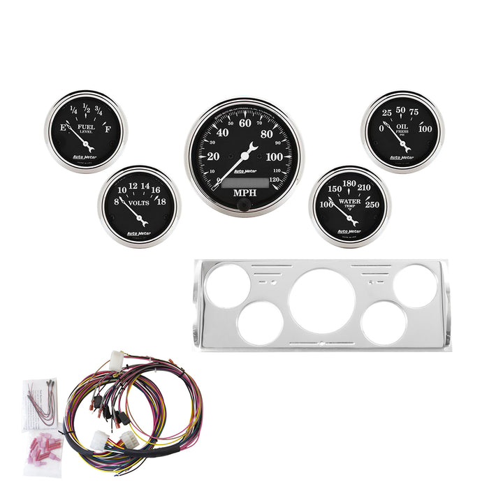 5 GAUGE DIRECT-FIT DASH KIT CHEVY TRUCK 40-46 OLD TYME BLACK