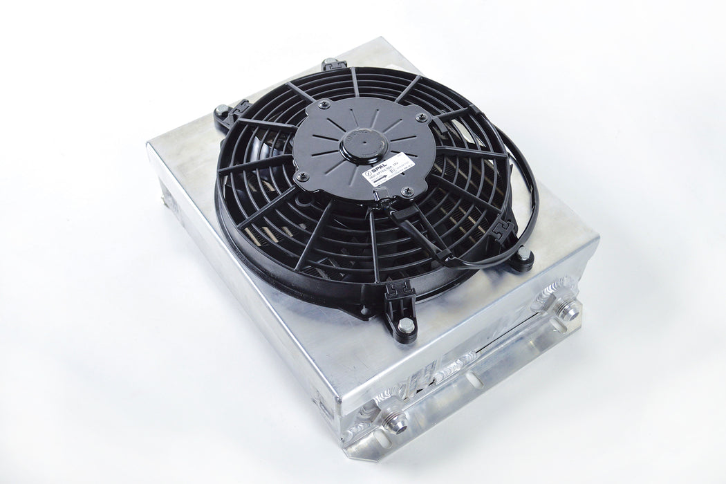13.8in X 10in Dual Fluid Bar & Plate HD Oil Cooler W/9in SPAL Fan