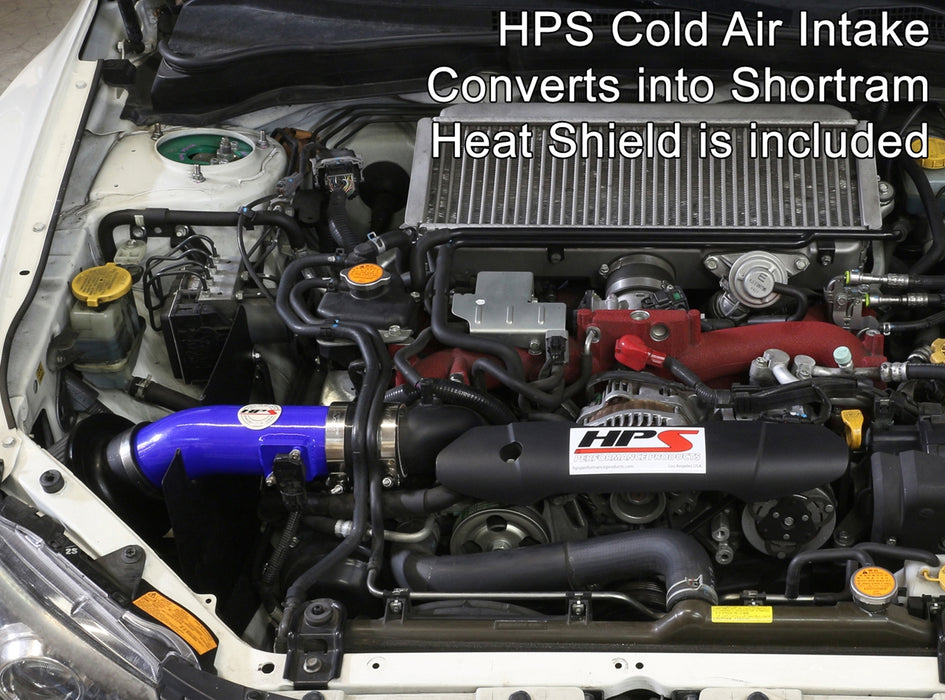 HPS Performance Cold Air Intake Kit With Heat Shield 837-566BL Blue