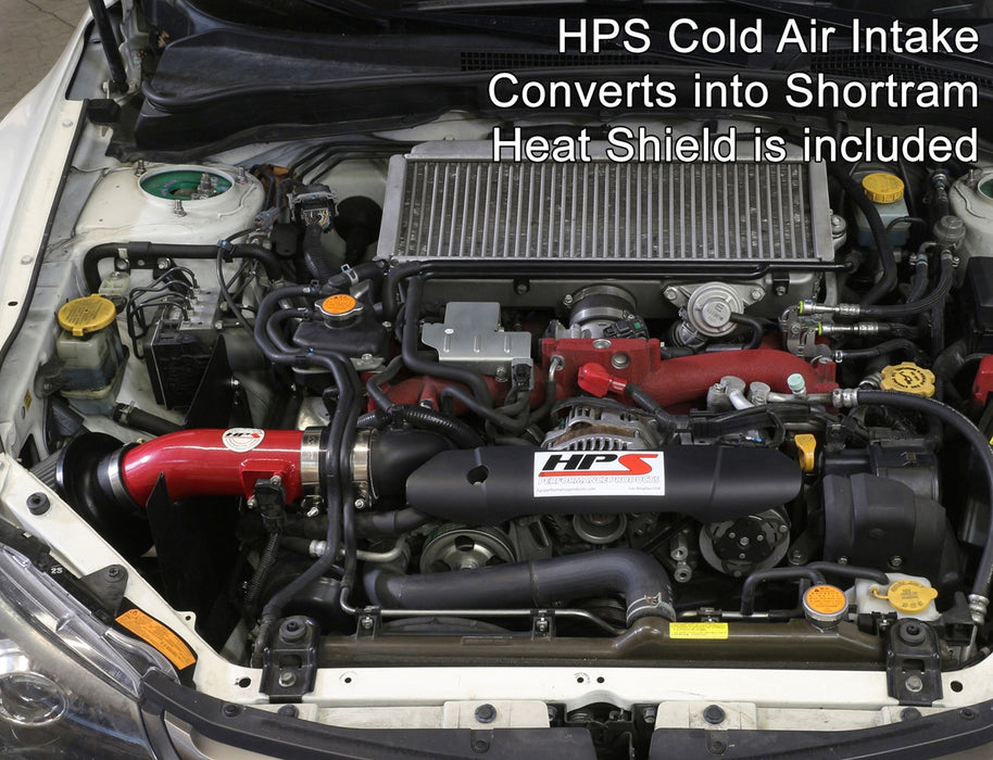 HPS Performance Cold Air Intake Kit With Heat Shield 837-566R Red