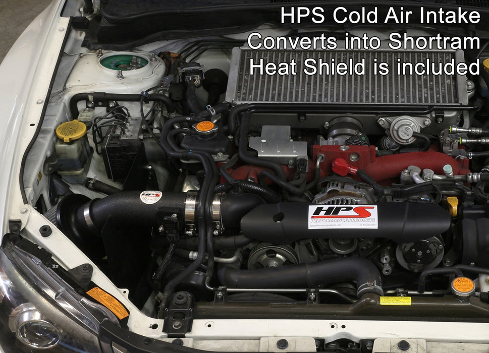 HPS Performance Cold Air Intake Kit With Heat Shield 837-566WB Black