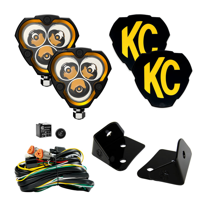 KC Hilites FLEX ERA 3 - 2-Light System - Pillar Mount - 40W Spot Beam - For Jeep JK