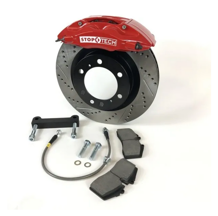 RED - TR.341.4.TA 2005-08 Tacoma 4 PISTON REAR BIG BRAKE KIT DISC CONVERSION WITHOUT OPTIONAL PARKING BRAKE FITS 17" OR LARGER WHEELS