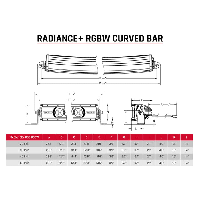 Radiance+ Curved 50 Inch RGBW Light Bar