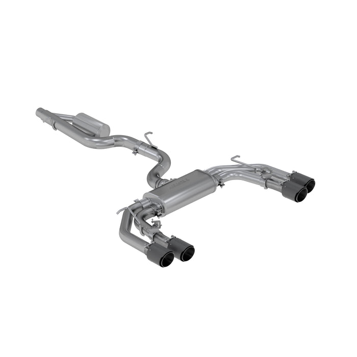 T304 Stainless Steel 3" Cat Back Quad Split Rear Exit With Carbon Fiber Tips (Active Exhaust)