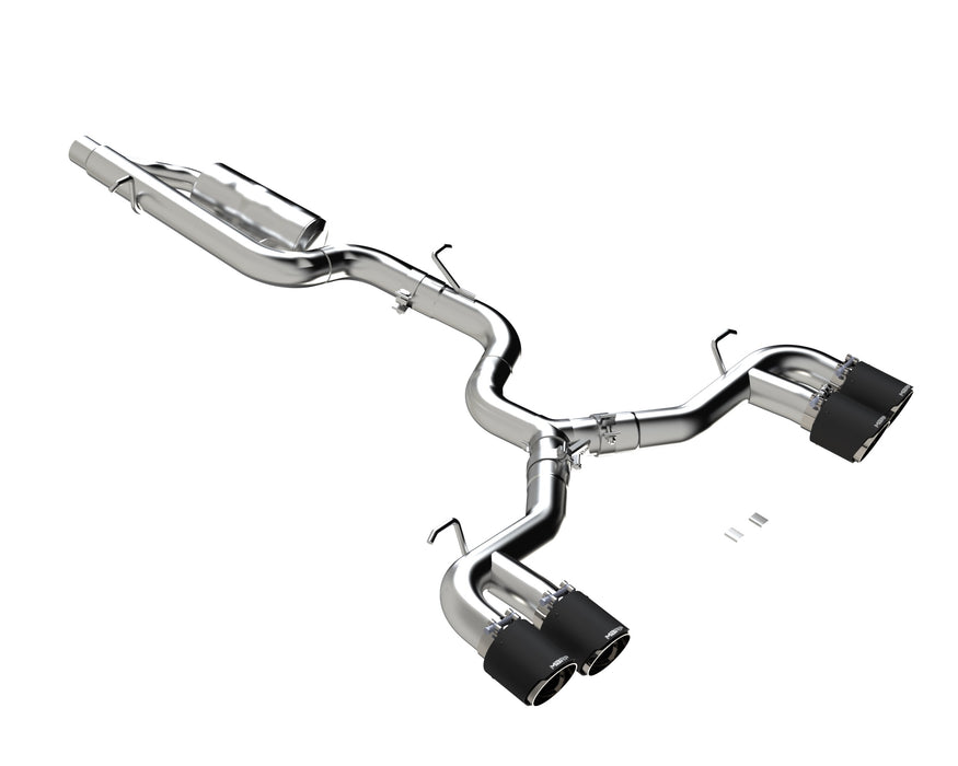 MBRP Exhaust 3in. Cat Back; Quad Split Rear; T304; CF Tip