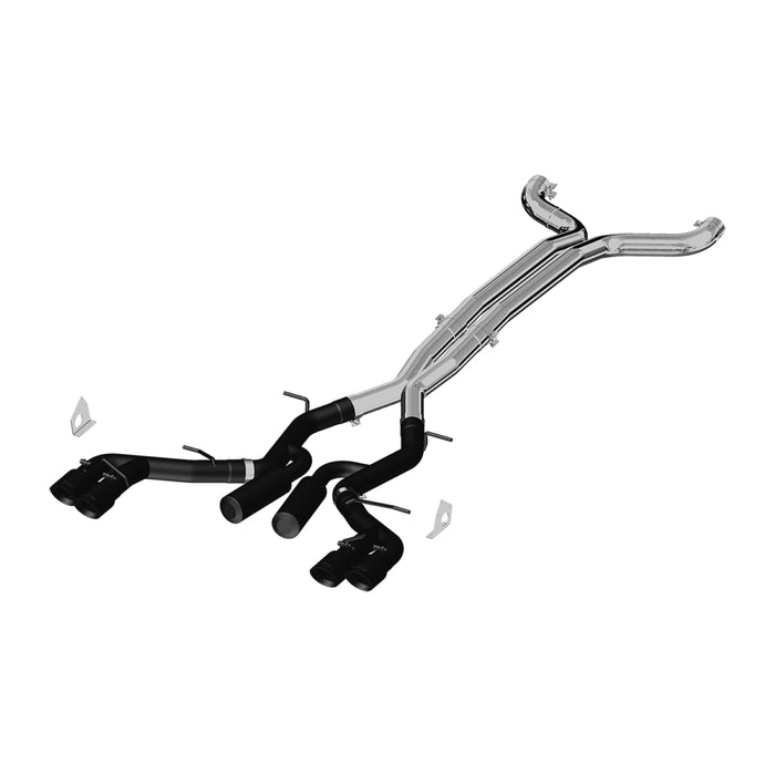 MBRP Exhaust 3in. Dual Cat Back; Quad Tips; Black Coated; Race Version