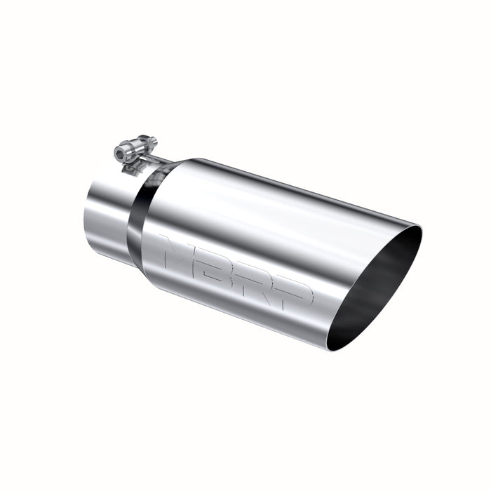 MBRP Exhaust Tip; 5in. O.D. Angled Single Walled 4in. Inlet 12in. Length; T304