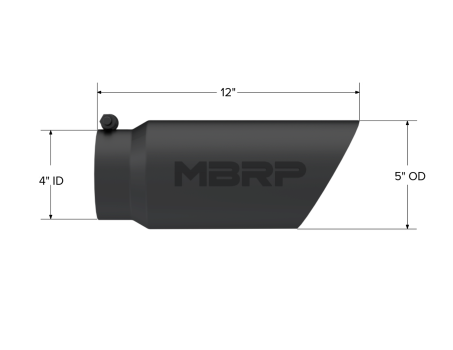 MBRP Exhaust Tip; 5in. O.D. Dual Wall Angled 4in. Inlet 12in. Length-Black Coated