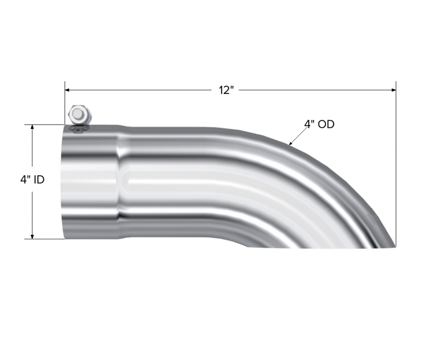 MBRP Exhaust Tip; 4in. O.D. Turn Down 4in. Inlet 12in. Length; T304