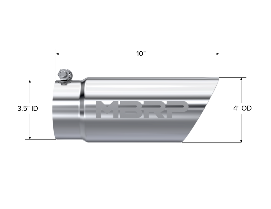 MBRP Exhaust Tip; 3in. O.D. Dual Wall Angled 4in. Inlet 10in. Length; T304