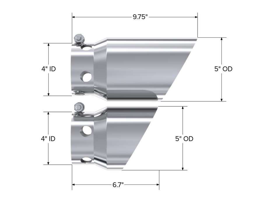 MBRP Exhaust 4in. Inlet 5in. Tip Cover Set-6 In. And 9 In. In Length; T304