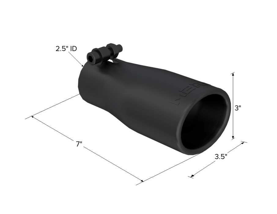 MBRP Exhaust Tip; 3 In. O.D. Oval 2in. Inlet 7 1/16in. Length; Black