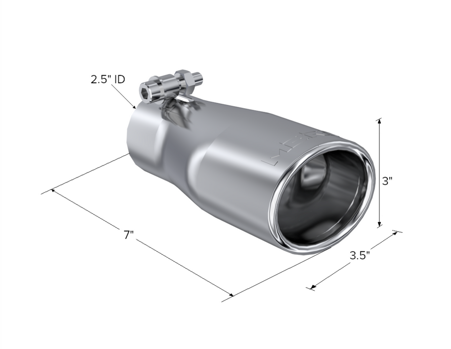 MBRP Exhaust Tip; 3 In. O.D. Oval 2in. Inlet 7 1/16in. Length; T304