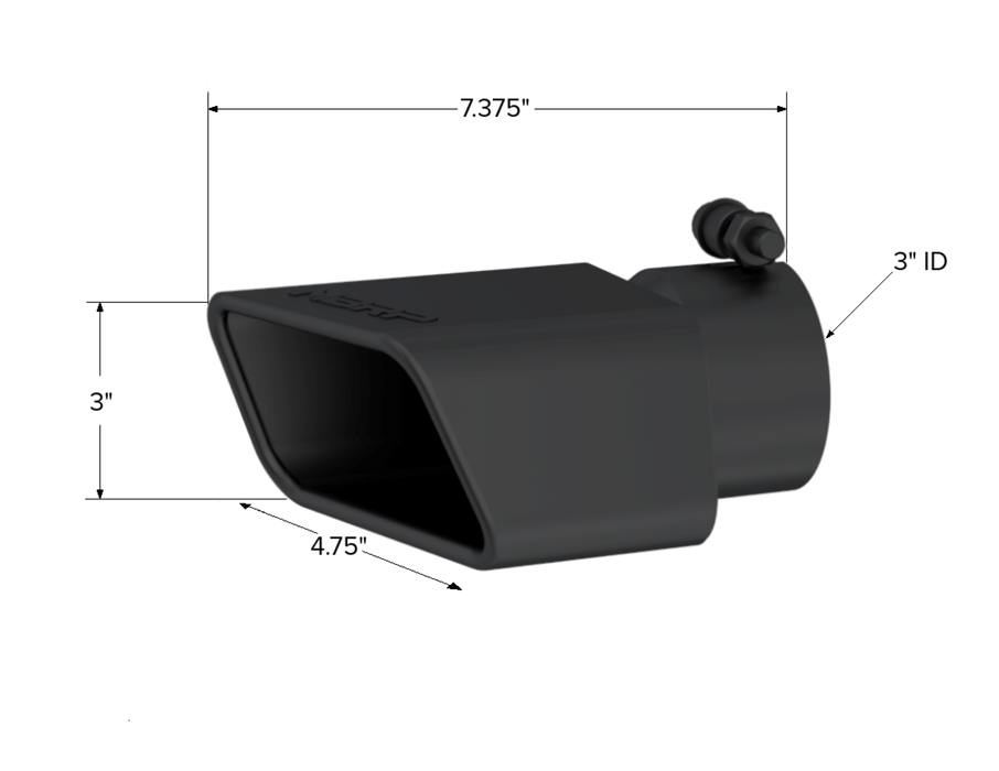 MBRP Exhaust Tip; 3in OD Inlet; Rectangle Angle Cut; Black