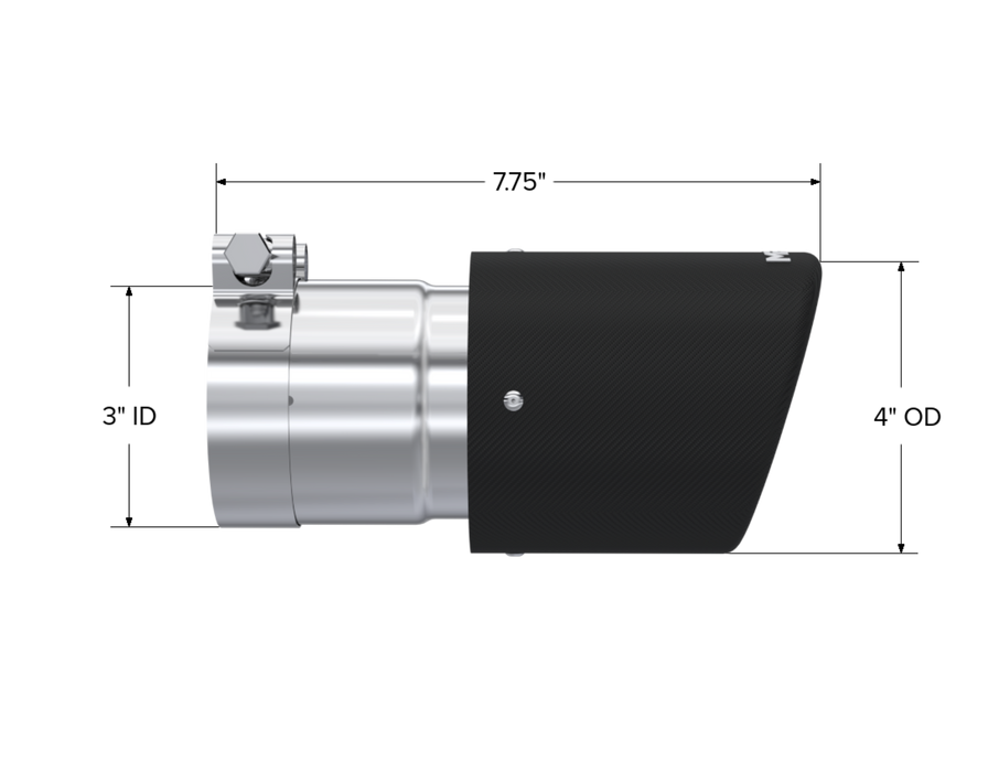 MBRP Exhaust Tip; 4in. O.D.; Dual Wall Angled; 3in. Inlet; 7.7in. Length; Carbon Fiber