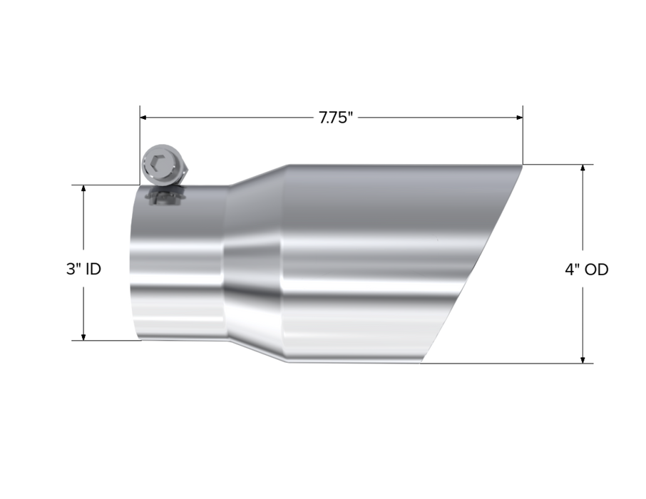MBRP Exhaust Tip; 4in. O.D.; Dual Wall Angled; 3in. Inlet; 8in. Length; T304