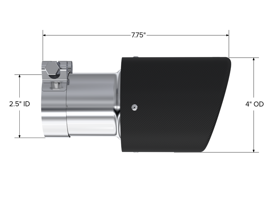 MBRP Exhaust Tip; 4in. O.D.; Dual Wall Angled; 2in. Inlet; 7.7in. Length; Carbon Fiber