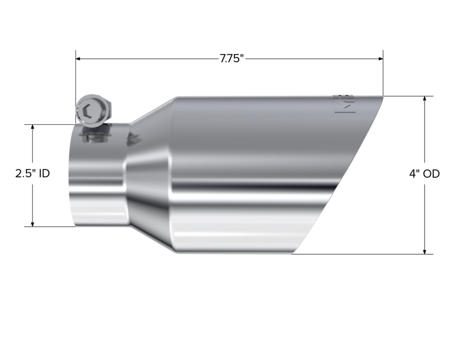 MBRP Exhaust Tip; 4in. O.D.; Dual Wall Angled; 2in. Inlet; 8in. Length; T304