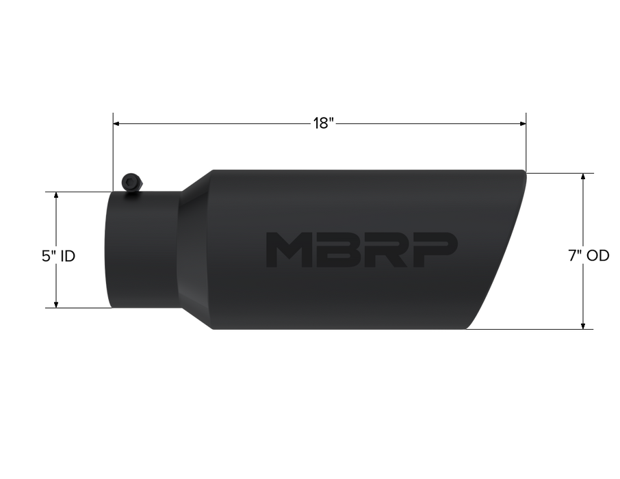 MBRP Exhaust Tip; 7in. O.D.; Rolled End; 5in. Inlet 18in. In Length; Black Coated