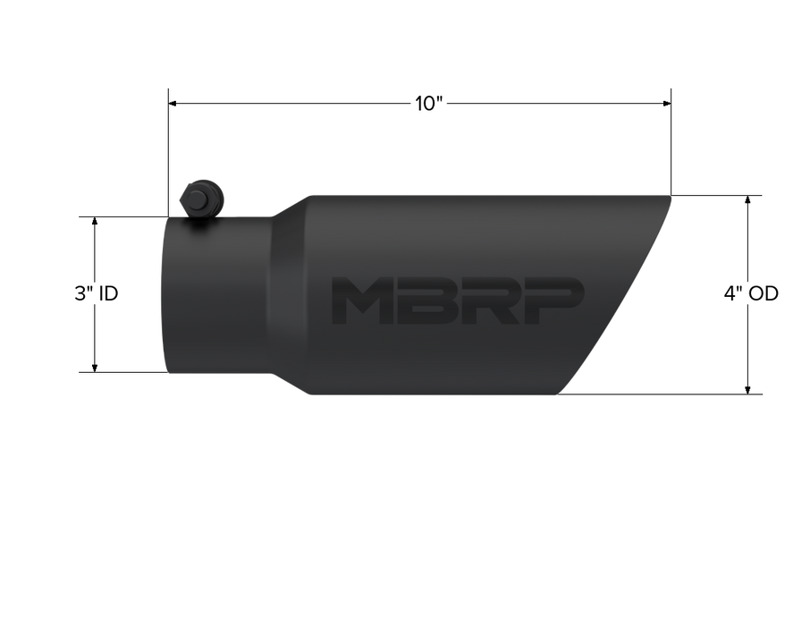 MBRP Exhaust Tip; 4in. O.D.; Dual Wall Angled; 3in. Inlet; 10in. Length; Black