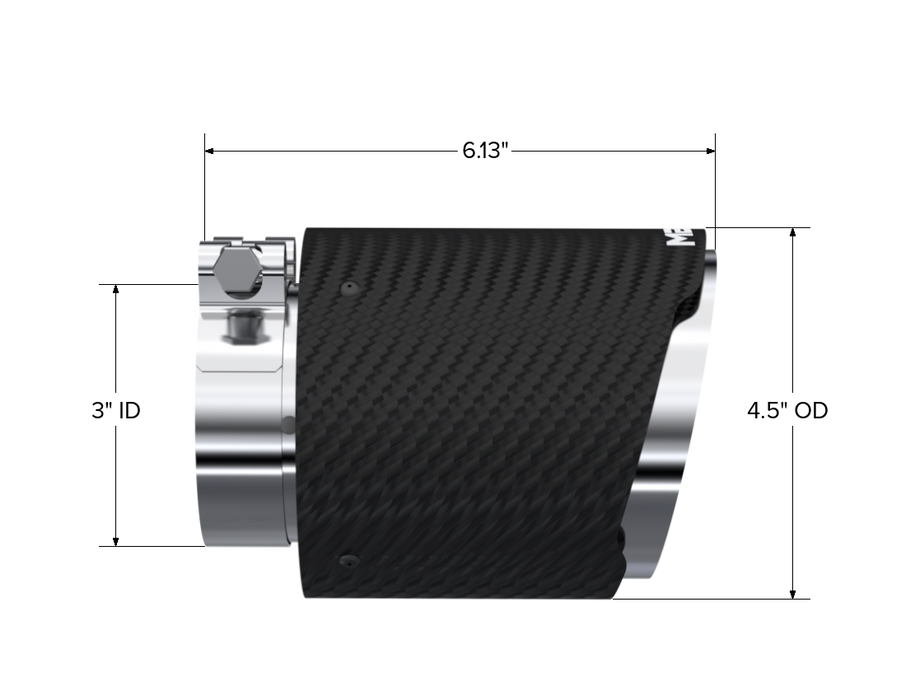 MBRP Exhaust Tip; 4.5in OD Out; 3in ID; 6.13in Length; Dual Wall; Carbon Fiber