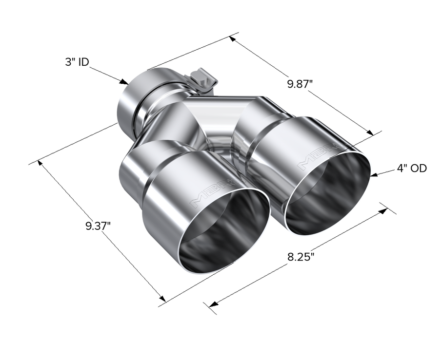 MBRP Exhaust Tip; 4in OD Out; 3in ID; 9.87in Length; Single Wall; Carbon Fiber