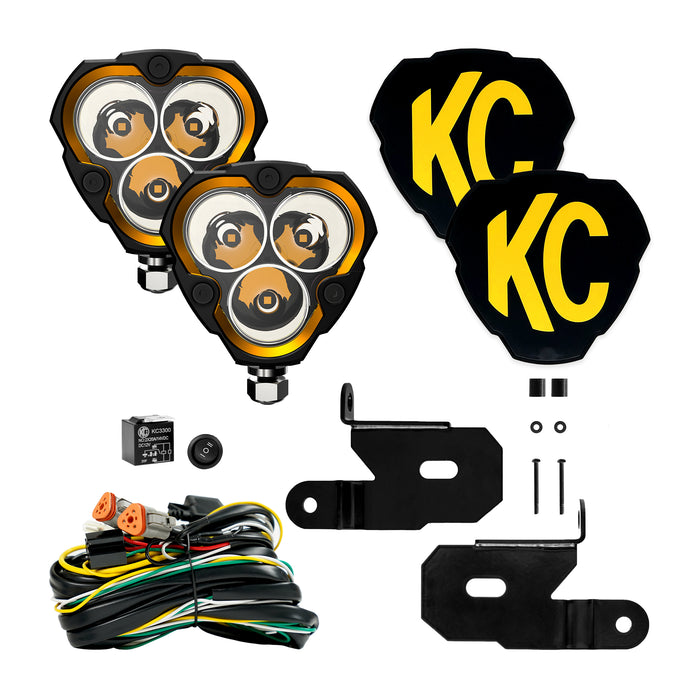 KC Hilites FLEX ERA 3 - 2-Light System - Pillar Mount - 40W Spot Beam - For Jeep JL / JT