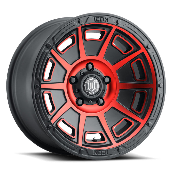 ICON ALLOYS VICTORY SAT BLK RED - 17 X 8.5 / 5X5 / -6MM / 4.5" BS