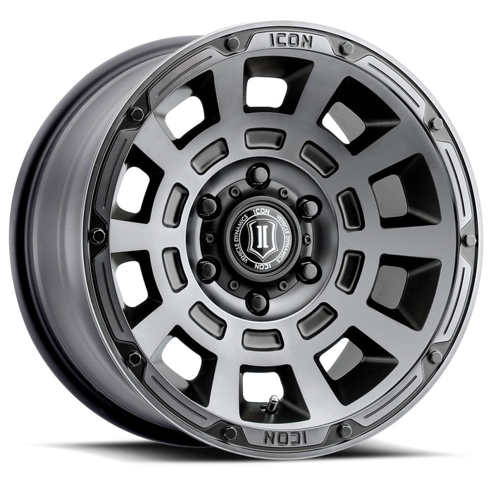 ICON ALLOYS THRUST SMK SAT BLK - 17 X 8.5 / 6 X 120 / 0 MM / 4.75" BS