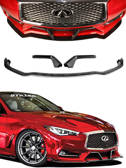 2017-2021 Infiniti Q60 Front Splitter & Winglets - KB11232